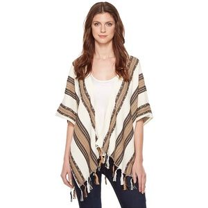 Pendleton Striped Fringed Poncho, M
